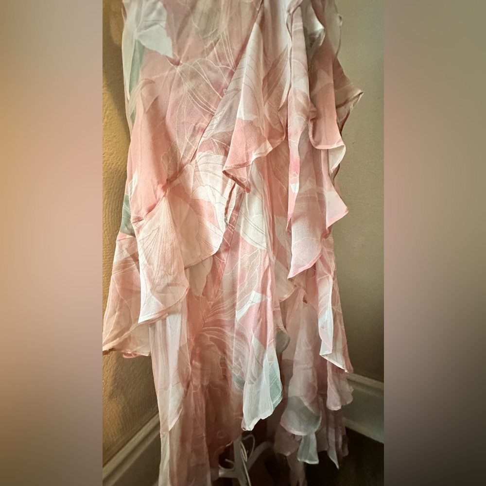 RETROFETE Samara Silk Chiffon Dress Dusty Pink Botanical ⭐️LUXURY PREMIUM⭐️ NWT - Picture 9 of 13